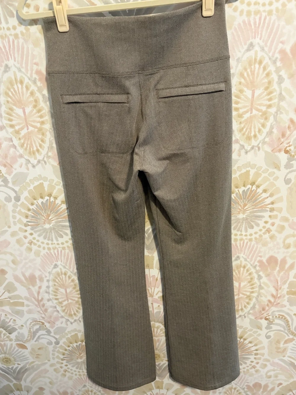 Athleta Delancey Herringbone Flare Pants Brown Tan High Rise Trousers Womens M - Picture 6 of 8